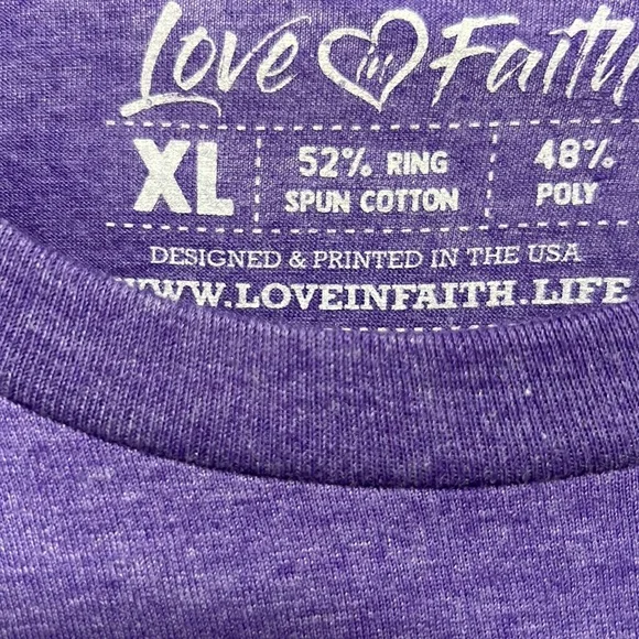 GRANDMA TEE NTW LOVE IN FAITH SZ XL PURPLE - Picture 3 of 3